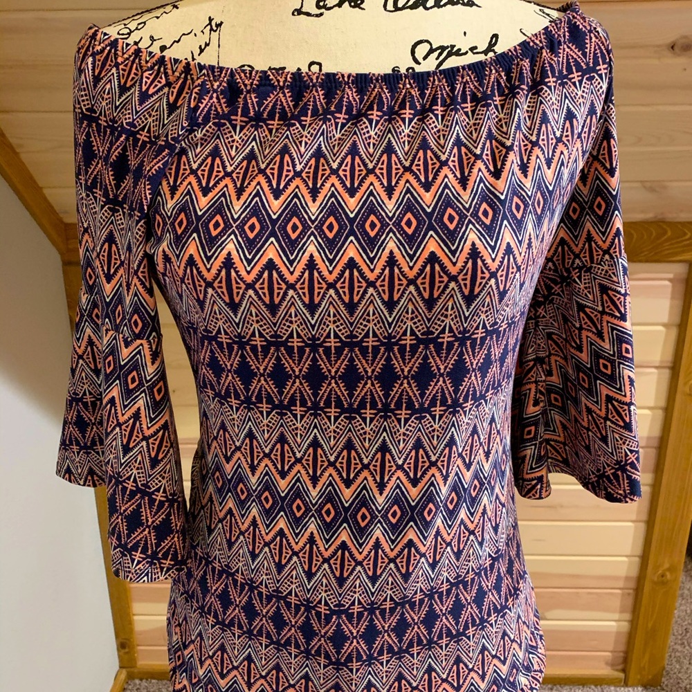 L&B pink Aztec off shoulder top